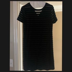 New French Connection Black Velvet Striped Dress